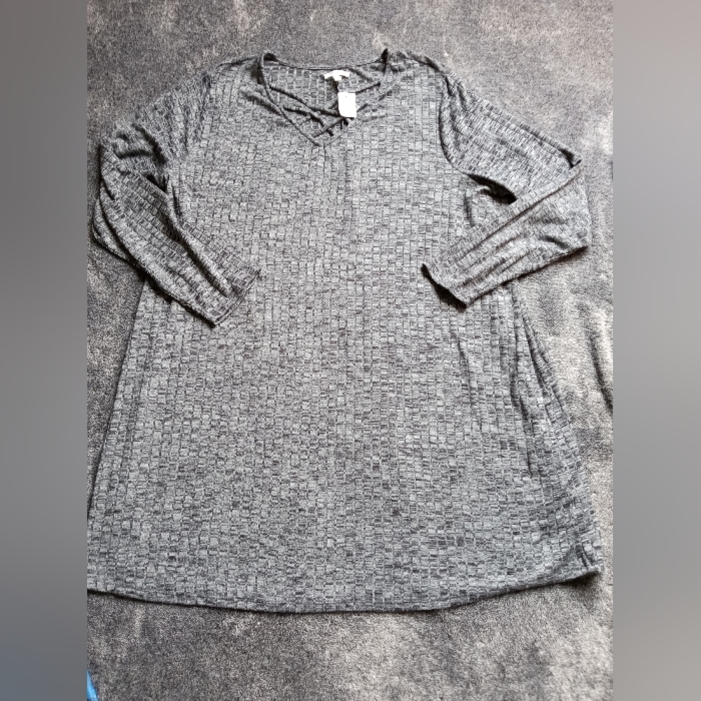 Maurices textured gray dress with caged neckline